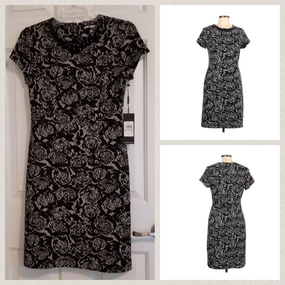 Karl Lagerfeld Black Floral Dress